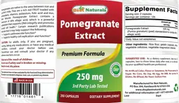 Label for Pomegranate Extract 250 mg