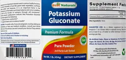 Label for Potassium Gluconate Pure Powder