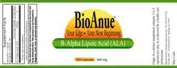 Label for R-Alpha Lipoic Acid (ALA)
