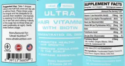 Label for Ultra Hair Vitamins with Biotin