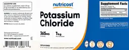 Label for Potassium Chloride 365 mg