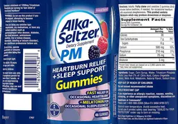 Label for Alka-Seltzer PM Gummies Mixed Berry