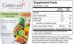 Label for Calcium Citrate Soft Chews Island Fruit