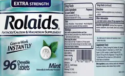 Label for Rolaids Extra Strength Mint