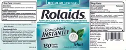 Label for Rolaids Regular Strength Mint