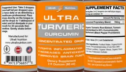 Label for Ultra Turmeric Curcumin