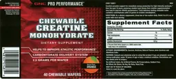 Label for Chewable Creatine Monohydrate Orange