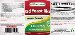 Label for Red Yeast Rice 1200 mg