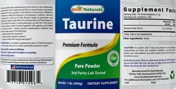 Label for Taurine Pure Powder