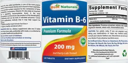 Label for Vitamin B-6 200 mg