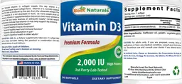 Label for Vitamin D3 2000 IU