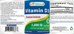 Label for Vitamin D3 5000 IU