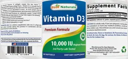 Label for Vitamin D3 10,000 IU
