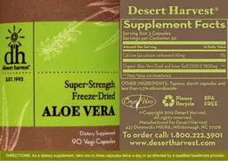 Label for Aloe Vera Super-Strength Freeze-Dried