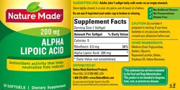 Label for Alpha Lipoic Acid 200 mg