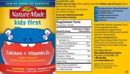 Label for Calcium + Vitamin D3 Gummies