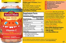 Label for Vitamin C Gummies 125 mg Tangerine