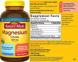 Label for Magnesium Citrate 250 mg