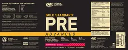 Label for Gold Standard Pre Advanced Berry Blast