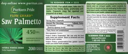 Label for Saw Palmetto 450 mg