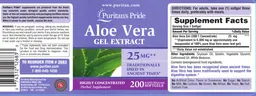 Label for Aloe Vera Gel Extract 25 mg