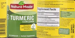 Label for Turmeric Curcumin