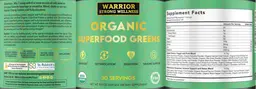 Label for Organic Superfood Greens Unflavored