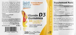 Label for Vitamin D3 2000 IU Gummies Tropical Tango
