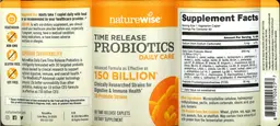 Label for Time Release Probiotics Daily Care 150 Billion
