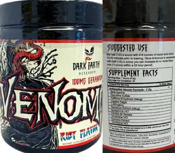 Label for Venom Riot Flavor