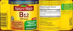 Label for Vitamin B12 500 mcg