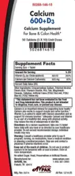 Label for Calcium 600+D3