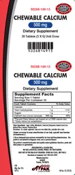 Label for Chewable Calcium 500 mg
