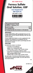 Label for Ferrous Sulfate Oral Solution, USP 300 mg