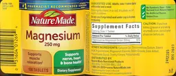 Label for Magnesium 250 mg