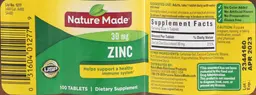 Label for Zinc 30 mg