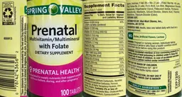 Label for Prenatal Multivitamin/Multimineral with Folate