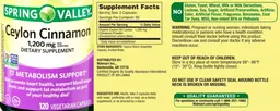 Label for Ceylon Cinnamon 1,200 mg
