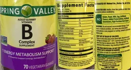 Label for Vitamin B Complex Supplement Adult Gummy Vitamin Natural Strawberry Flavor