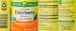Label for Elderberry 50 mg Adult Gummy Natural Elderberry Flavor
