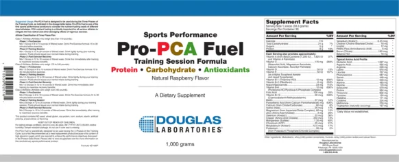 Label for Sports Performance Pro-PCA Fuel Natural Raspberry Flavor