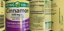 Label for Cinnamon 500 mg plus Chromium