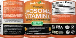 Label for Premium Liposomal Vitamin C 1650 mg