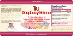 Label for Tru Raspberry Ketone