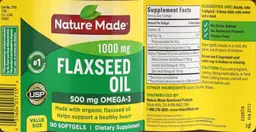 Label for Flaxseed Oil 1000 mg