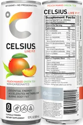 Label for Non-Carbonated Peach Mango Green Tea