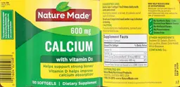 Label for Calcium 600 mg