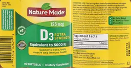 Label for D3 125 mcg 5000 IU