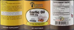 Label for Garlic Oil 2000 mg (2,000,000 mcg)