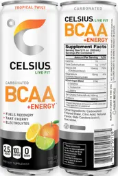 Label for Carbonated BCAA +Energy Tropical Twist